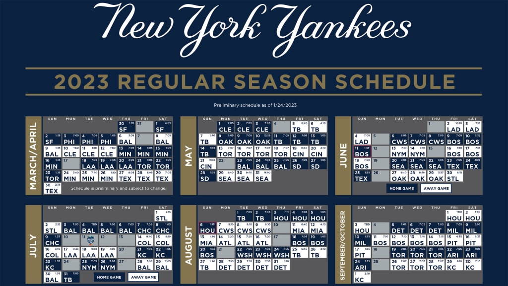 New York Yankees Schedule 2023